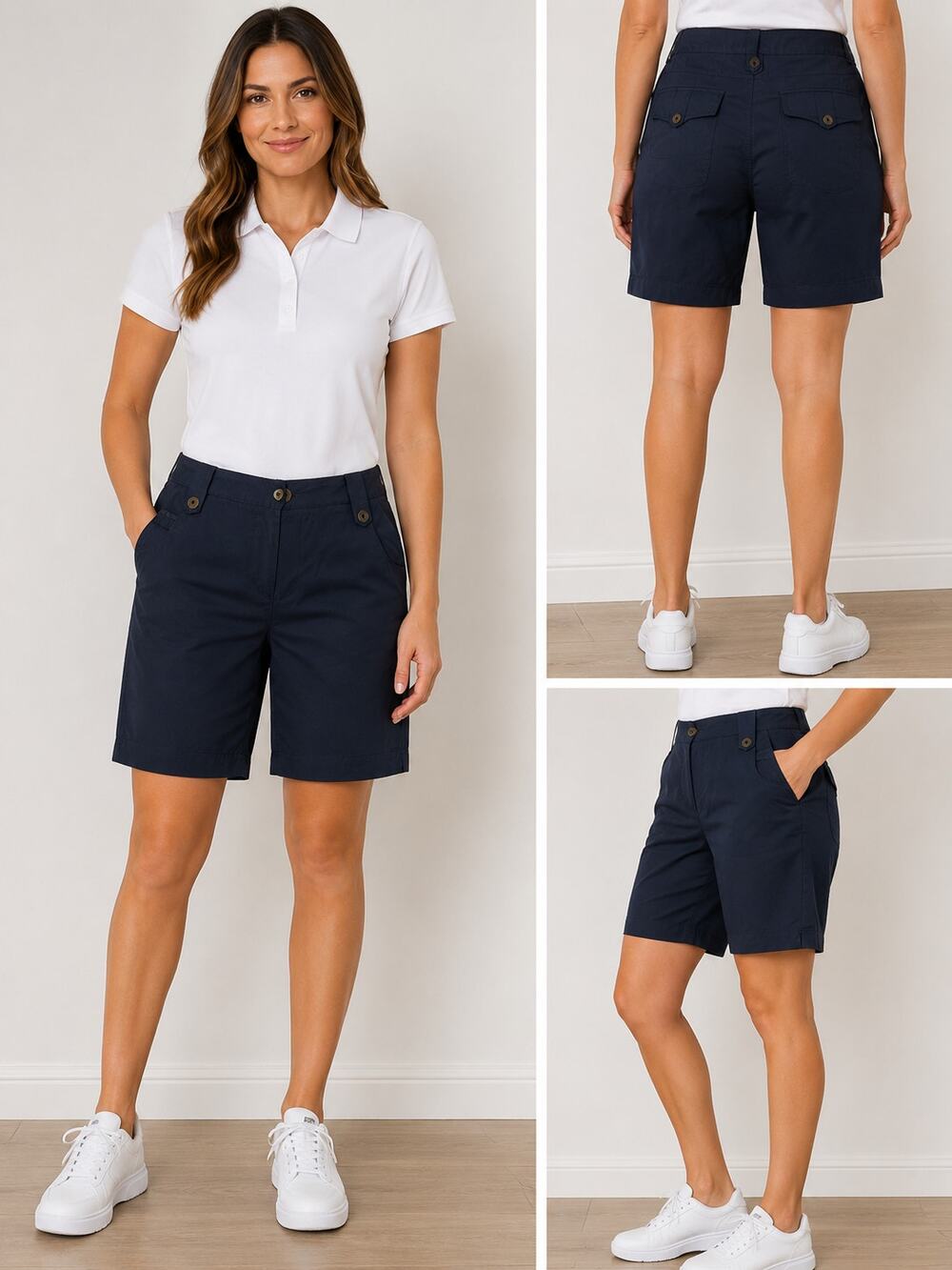 Tehama Women's Golf Bermuda Shorts Navy Blue Size 8 NWOT Classic Casual
